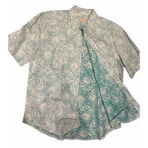 Island Republic‎ Summer men's size L Blue floral print Short Sleeve Hawaiian